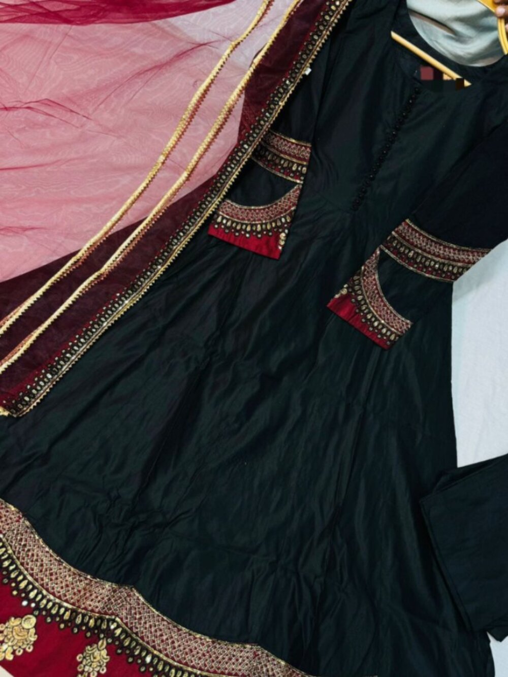 Black and Red Long Indian Salwar Suit